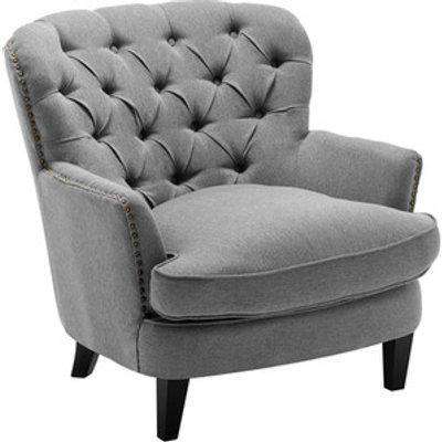 Deep Button Cuddle Linen Club Chair - Grey
