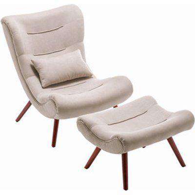 Lounge Chair and Footstool - Beige