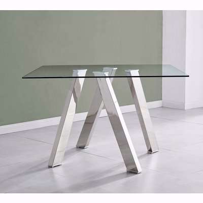 Lugano Square Glass and Chrome Dining Table - Grey