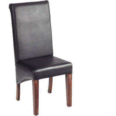 Modern Leather Dining Chair in Black Set of 2 - Black