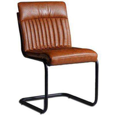 Modern Brown Leather Dining or Occasional Chairs Set of 2 - Brown