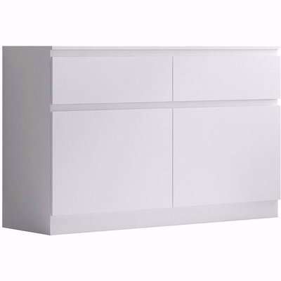 Modern No Handle Design Sideboard Buffet Unit - White