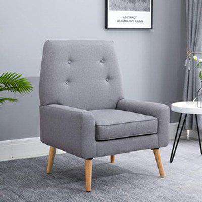 Nordic Single Cushion Padded Armchair - Light Grey