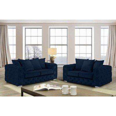 Owen 3 and 2 Seater Sofa Set in Plush Velour Velvet Fabric - Blue