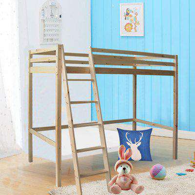 Painted Pine Wood Cabin Kid Bunk Bed Mid Sleeper With Slant Ladder - neutral