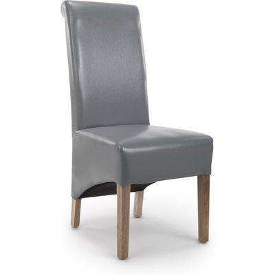 Pair of Krista Roll Back Bonded Leather Grey Dining Chair - Grey