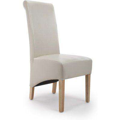 Pair of Krista Roll Back Bonded Leather Ivory Dining Chairs - Ivory