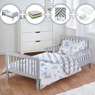 7pcs Woodland Tales Sydney Toddler Bed Bundle Spring Mattress Grey - Grey