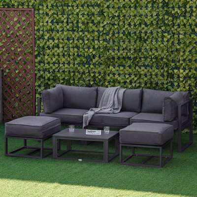 6 Piece All-Aluminium Outdoor Sectional Sofa Set - Grey