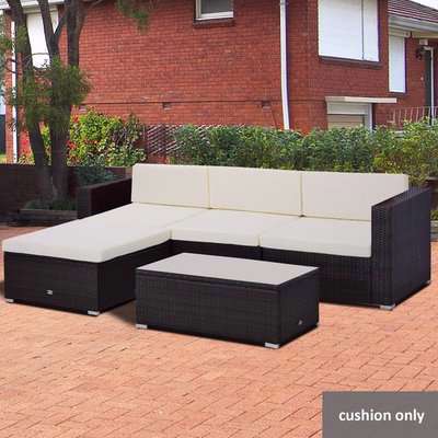 7 Piece Outdoor Cushion Pad Set for Rattan Furniture - Cream White