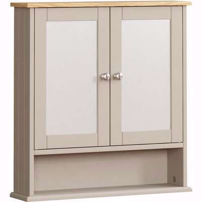 Priano 2 Door Mirrored Wall Cabinet With Shelf - Grey