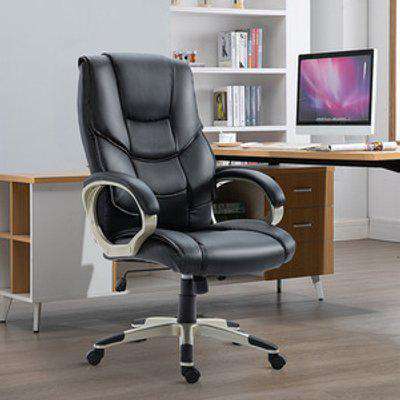 PU Leather Swivel Office Chairs - Black
