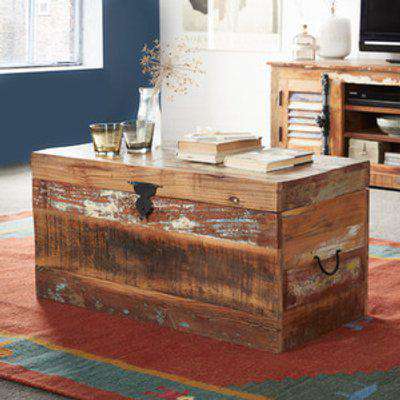 Reclaimed Boat Wood Storage Trunk Box - Multicolour