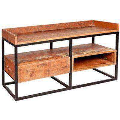 Reclaimed Wood and Metal Limited Edition TV Stand - Brown