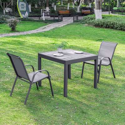 Rectangular Expandable Outdoor Slat Dining Table - Grey