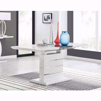 Renato High Gloss 4  6 Seat Modern Extending Dining Table - White