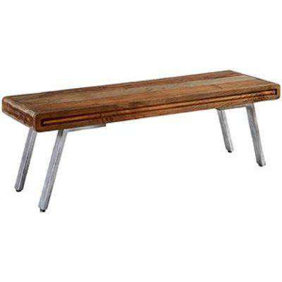 Retro Wood and Metal Dining Bench - Two-Tone