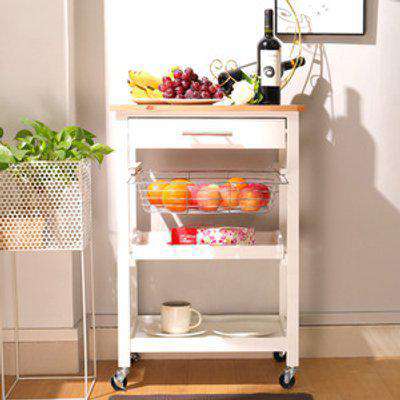 Rolling Kitchen Trolley Storage Basket And Drawers Cart - White