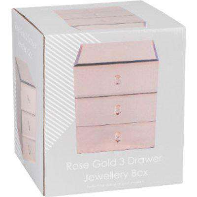 Rose Gold 3 Drawer Jewellery Box - Rose Gold