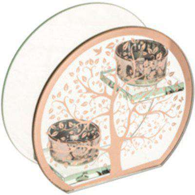 Rose Tree Mirror Tealight Holder - Rose Gold