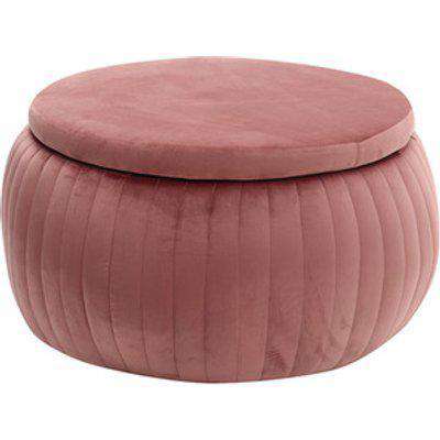 Round Storage Ottoman - Pink