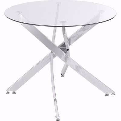 Round Tempered Glass Dining Side With Table Chromed Legs - transparent