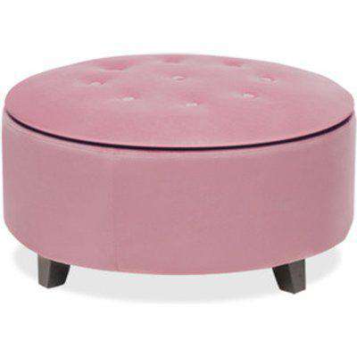Round Velvet Storage Footstool - Grey-Pink / 70cm