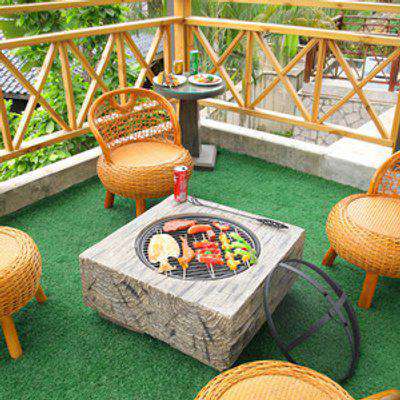 Square Outdoor Faux Concrete Garden Heater Fire Pit Magnesia BBQ Grill - light brown
