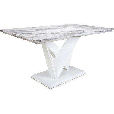 Saturn Marble Effect Grey and White Dining Table - Grey and White / 180cm