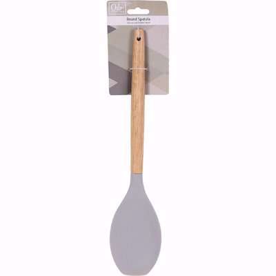 Silicone and Rubber Wood Round Spatula