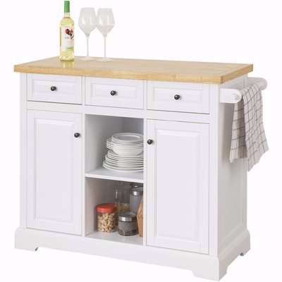 SoBuy Trolley Cabinet Cupboard Kitchen Island - White