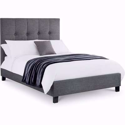 Sorrento High Headboard Superking Bed - Slate Linen - Slate Grey