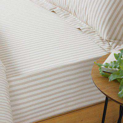 Striped Fitted Bed Sheet - Natural / Super King