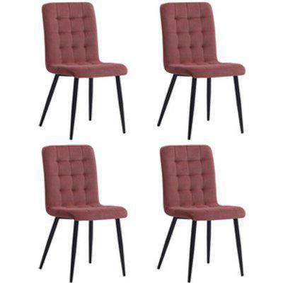 Stylish Velvet Dining Chair Set Of 4 - Pink