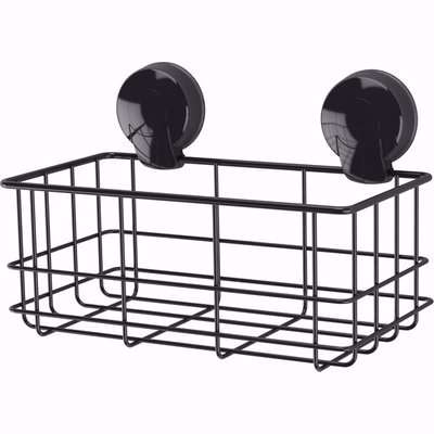 Suctionloc Black Bottle Basket Bathroom Shower Caddy - Black