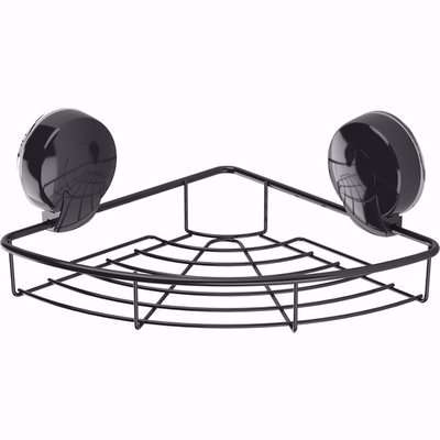 Suctionloc Black Corner Basket Bathroom Shower Caddy - Black