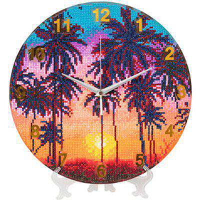 Sunset Palms Crystal Art Clock