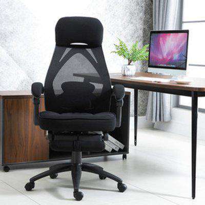 Swivel Office Chair Recliner with Footrest - Black