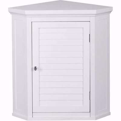 Teamson Home Wooden Bathroom Corner Cabinet Wall Cupboard White ELG-587 - White