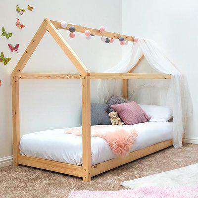 Treehouse House Style Solid Pine Kids Wooden Bed Frame - Pine