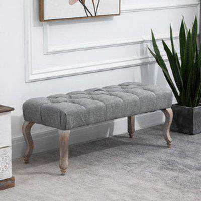 Tufted Upholstered Accent Bench Window Seat Bed End Stool - Grey