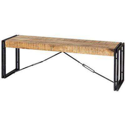 Upcycled Industrial Metal and Wood Dining Bench - Light Wood