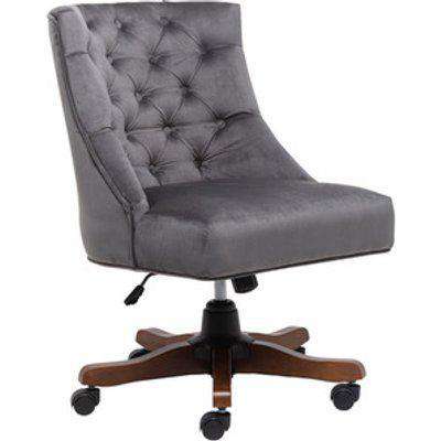 Upholstered Velvet Swivel Gas Lift Accent Office Chair - Grey