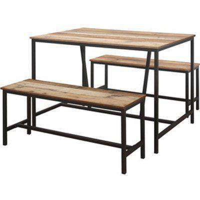 Urban Rustic Dining Table and Bench Set