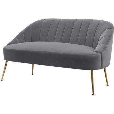 Velvet Comfy Tub Chair Double Seat Sofa - Grey
