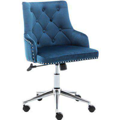 Velvet Swivelling Office Computer Desk Chair Adjustable - Blue
