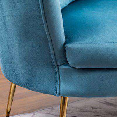 Velvet Double Accent Chair Sofa - Light Blue