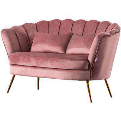 Velvet Double Accent Chair Sofa - Grey-Pink