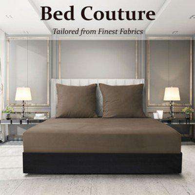 Velvet Flannel Cotton-Flannel Fitted Bed Sheet - Deep Pocket x30 cm - Brown / Machine Washable at 40C, Do Not Bleach! / Super King