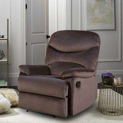Velvet Recliner Sofa Armchair - Brown
